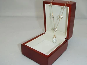 9CT GOLD NECKLACE WITH 0.10 CARAT REAL DIAMOND 18INCH BRAND NEW - Picture 1 of 5