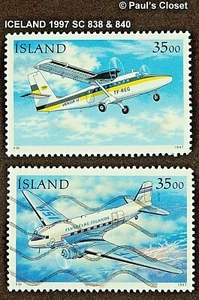 Iceland 1997 SC 838 y 840 DEHAVILLAND DH-89 y Douglas DC3 35 k UNG MUY FINO - Imagen 1 de 2