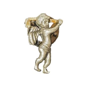 Vintage 1" Pewter Golfing Cupid With Gold Tone Golf Club Lapel/Hat Pin Brooch - Picture 1 of 4