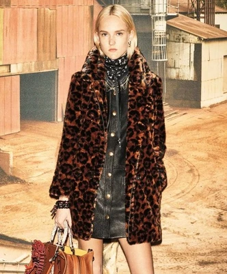 Rare COACH Designer Leopard Print Faux Fur Coat RRP£816 Statement Animal Jacket - image 1 of 4