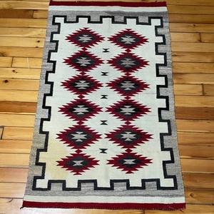 Vintage Navajo Rug Native American Weaving Butterflies 1930s 40s 60" x 37" - Picture 1 of 17