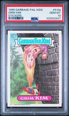 PSA 10 GEM MINT #510a GRIM KIM 1988 Topps Garbage Pail Kids OS13 Sticker  - Image 1 of 2