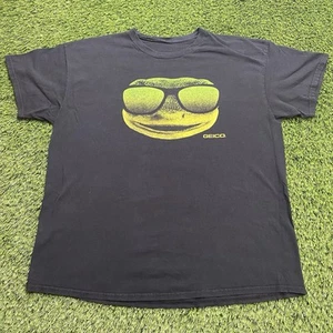 Geico Gecko Sunglasses Vintage VTG Y2K Promotional Black T-Shirt Men's Size XL - Picture 1 of 6