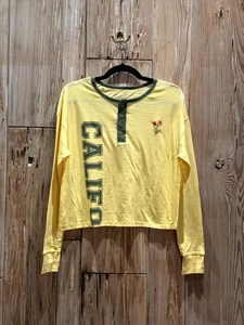 Desert Dreamer Cali Poppy Embroidered Crop Long Sleeve Shirt Vibrant Yellow W/ G - Picture 1 of 3
