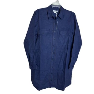 NEW Outerknown Navy Blue Lace Trim Linen Organic Cotton Shirt / Dress $248 Small - Picture 1 of 11
