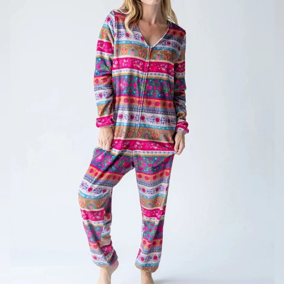 Pijama Natural Life magenta floral polar suave talla grande Foto 1 de 4