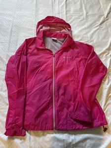 Columbia Women's Hooded Full Zip-Up Windbreaker Jacket Long Sleeve Pink- XL - Picture 1 of 14