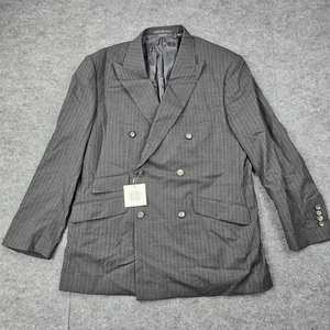 Indochino Blazer Mens 42 Pinstripe Wool Double Breasted Newbury Jacket Suit Gray - Picture 1 of 16