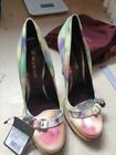 Mulberry Baywater Ladies Leather High Heel Uk 6.5 Pump Fuzzy Floral Z100 Rrp 350