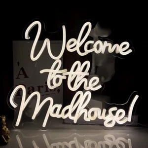 Welcome to the Madhouse Neon Sign Warm White Neon Lights for Room Decor Folk Hot - Picture 1 of 12