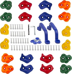 20Pc Rock Climbing Holds Kids and 2Pc Climbing Grips, Colourful DIY Pig Nose Sha - Picture 1 of 4