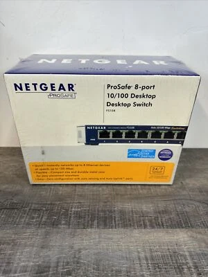 Netgear ProSAFE 8-port 10/100 Desktop Ethernet Switch Model #FS108 - BRAND NEW! - Image 1 of 4