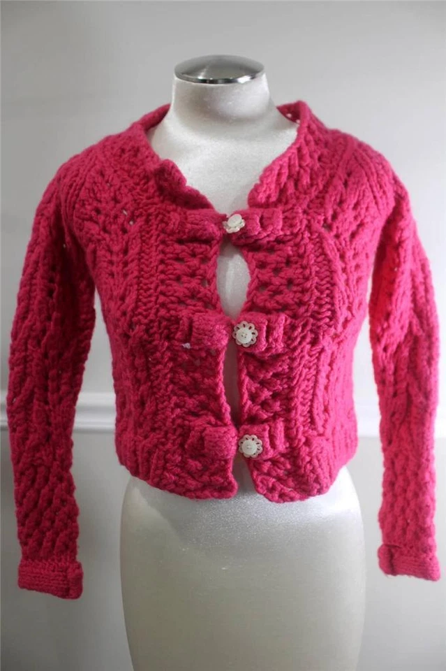 NIÑAS Oilily Rosa Tejido Recortado Cárdigan Suéter Talla S (SW300 Foto 1 de 1