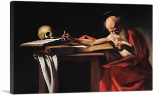ARTCANVAS Heiliger Hieronymus Schrift 1606 Leinwand Kunstdruck von Caravaggio - Bild 1 von 11