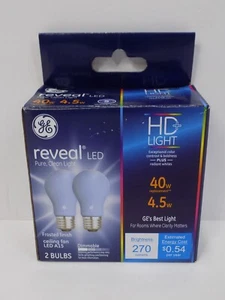 GE HD+ Reveal 4.5W LED A15 Frosted Finish Ceiling Fan Light 2 Bulb Pack - Picture 1 of 4