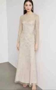 $500 BCBGMaxazria BARE PINK Embroidered Maxi Bridesmaid Gown Party Dress Sz 0 - Picture 1 of 18