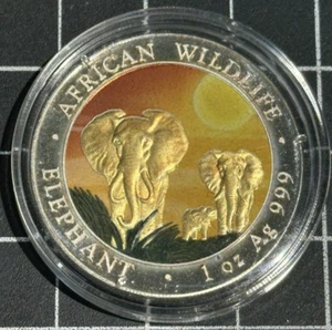 2014 Somalia 1oz .999 Silver 100 Shillings Elephant Colorized Proof - Picture 1 of 2