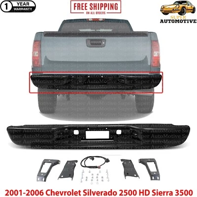 Черный задний бампер для 2001-2006 Chevrolet Silverado 2500 HD Sierra 3500 - Изображение 1 из 4