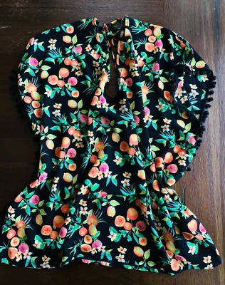 Xhilaration Negro Ligero Natación Naranja Verde Cítricos Traje de Baño Cubrir Vestido S Foto 1 de 4