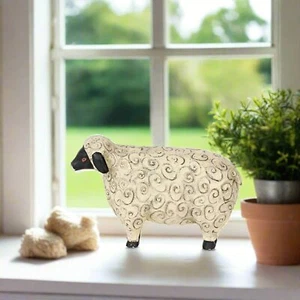 Primitive Farmhouse Folk Art 3.5" Sheep Figurine - Picture 1 of 4