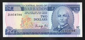 1986 Barbados 2 dollars, REPLACEMENT prefix Z1. UNC, P#36. - Picture 1 of 2