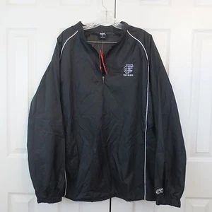 Rawlings Men's Jacket Long Sleeve LARGE Windbreaker Rain Black 1/4 Zipper Vented - Picture 1 of 9