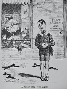 1935 Estampado De Colección ADOLF HITLER - ACADEMIA DE LA PAZ - UN BUEN CHICO POR UNA VEZ - Imagen 1 de 2