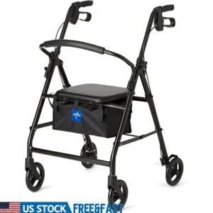 Andador Andador de Acero Ligero Plegable Ajustable Ruedas de 6 pulgadas Asiento Acolchado Nuevo - Imagen 1 de 6