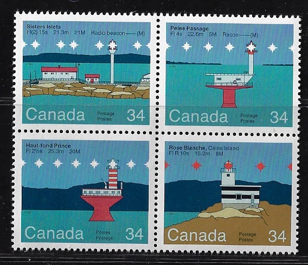Canada Stamps — 1985, Canadian Lighthouses #1066a (Block of 4 #1063@1066) — MNH - Image 1 of 1