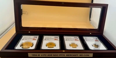 1994-W  4-COINS SET GOLD EAGLE NGC  PF70  ULTRA CAMEO SIGNED BY JOHN MERCANTI - Image 1 of 4