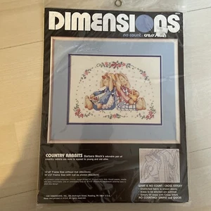 Dimensiones Sin Cuenta Punto de Cruz Country Rabbits 3923 Vintage 1988 - Imagen 1 de 4