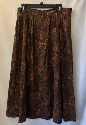 Bobbie Brooks Falda Midi Estampado Oscuro Paisley Talla 14 Foto 1 de 4