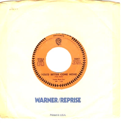 Petula Clark:   You'd Better Come Home / Heart .. 45 RPM 8280 - Image 1 of 3