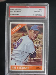 1966 Topps Baseball Card #63 Jim Stewart (NM-MT) PSA 8 - Picture 1 of 2