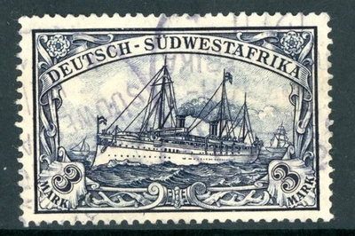 Germany 1901 SWA Southwest Africa 3M Black Violet Unwmk Ship Scott #24 VFU H191 - Image 1 of 4