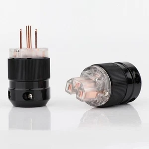 1 Pair Hifi Audio AC Pure Copper Power Plug Male & Female Connector - Picture 1 of 7