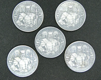 1 oz .999 Silver Antiqued Rounds - 5 rounds  Atlantis POSEIDON - Image 1 of 4