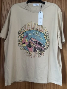 Mens RtA RTA Medium TRIPPIN FOREVER distressed graphic IVORY T-SHIRT NWT - Picture 1 of 3