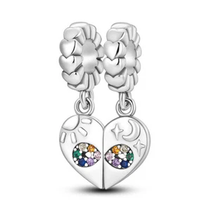 Best Friend Friendship Forever 2 piezas corazones divididos plata esterlina 925 genuina - Imagen 1 de 2