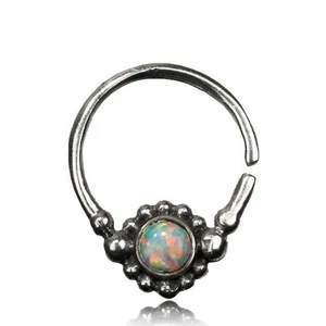TRIBAL 16 G WEISSER OPAL STERLINGSILBER HÄNGENDE SEPTUM 9 MM RING NASE AFGHANISCHE HELIX - Bild 1 von 1