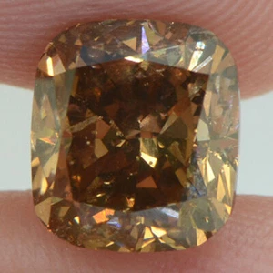 Cushion Cut Diamond Fancy Brown SI1 Loose Certified Natural Enhanced 3.06 Carat - Picture 1 of 9