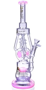 HEAVY Lookah® 16" DOUBLE Chamber RECYCLER BONG THICK Glass Water Pipe Tall *USA* - Picture 1 of 3