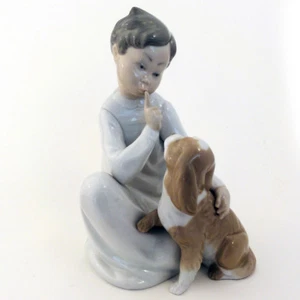 LLADRO BOY & SPANIEL DOG 8" Porcelain made in Spain #4522 NEW NEVER SOLD - Picture 1 of 7