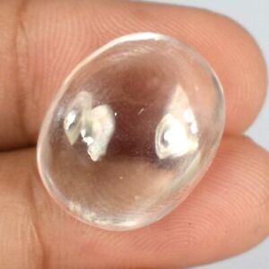 Treated White Sapphire Gemstone Oval Cabochon 18.55 Ct AGI Certified A72111