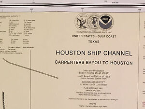 Oceangrafix 2012 Nautical Chart 11325 Map of Houston Shipping Channel 44"X33"