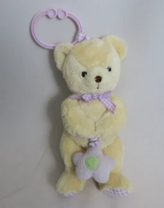 Carters Bear Lavender Gingham Plush Rattle 8" Stuffed Animal Toy Hanger Star - Picture 1 of 4