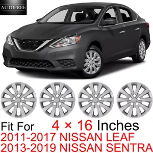 4 × 16 Inches Hubcaps For 2011-2019 NISSAN SENTRA LEAF Wheel Rim Covers Snap On - Picture 1 of 8
