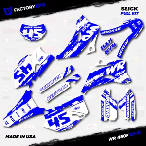 Blue & White Slick Racing Graphics Kit fits Yamaha WR450F 07-11 Decals WR 450F - Foto 1 di 5
