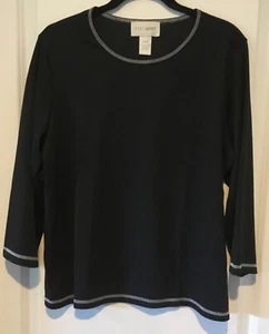 Sport Savvy Shirt Womens L Pullover Black Activewear Knit Top - Picture 1 of 3