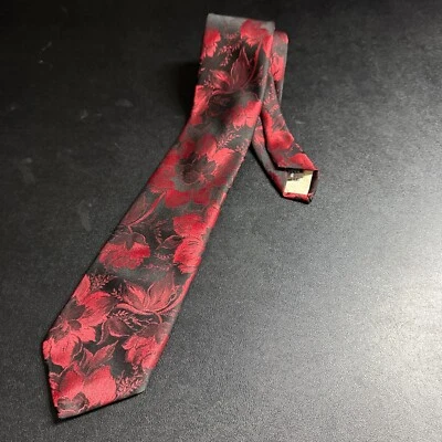 Corbata Givenchy Monieur Vintage roja floral mezcla de seda Foto 1 de 3